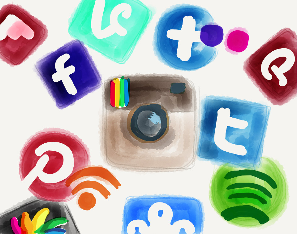 Many social network icons